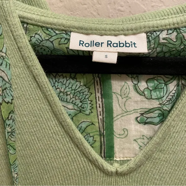 Roller Rabbit Green Lena Ribbed Long Sleeve Hoodie Size Small - Image 3