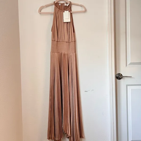 NEW A.L.C. Renzo II Satin Pleated Midi Sleeveless Dress in Bell Size‎ 2 $595 - Image 3