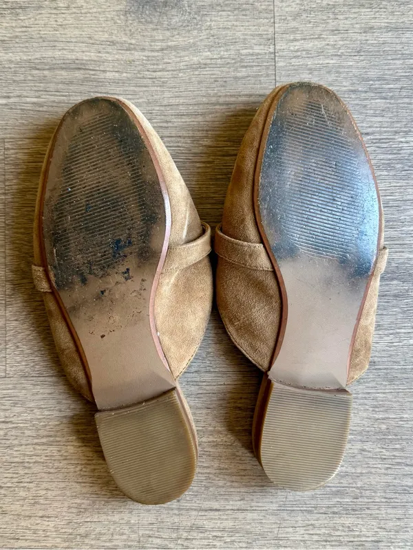 Franco Sarto Tan Suede Loafer Mules - Image 2