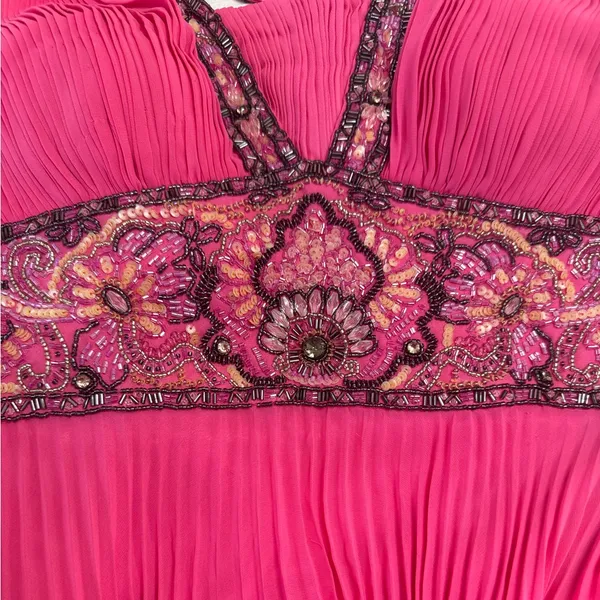Sue Wong Nocturne Hot Pink Beaded Chiffon Gown size 6 - Image 6