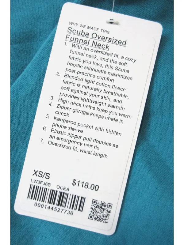 NWT Lululemon Scuba Oversized Funnel Neck Half-Zip in Oceanic Sweatshirt XS/S - Image 6