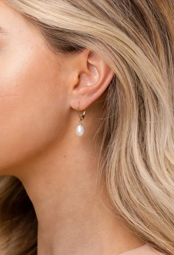 Pearl Earrings Gold - Image 2