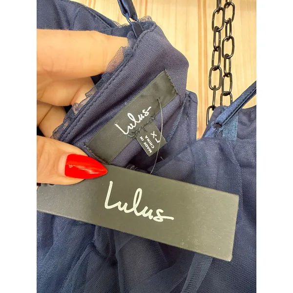 NWT Lulus Unforgettable Poise Navy Blue Tulle Bustier Tiered Maxi Dress Gala XL - Image 8