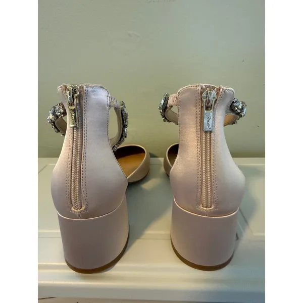 Jewel Badgley Mischka Satin Crystal Ankle Strap Block Heel Pump Cathleen y2k bli - Image 9