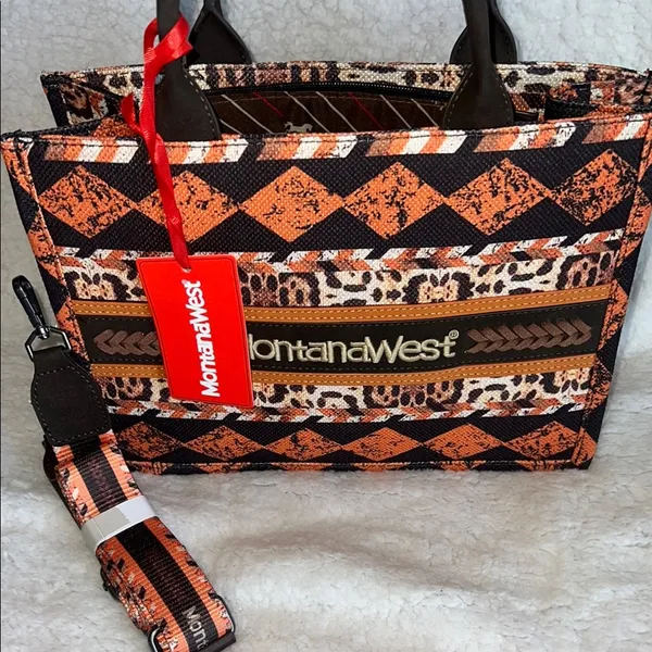Montana West‎ Orange and Black Southwest Tote Bag - Image 14