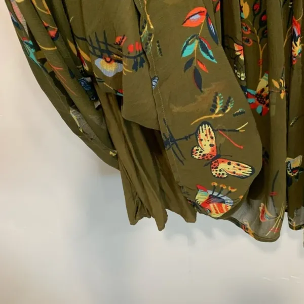 Abercrombie & Fitch Olive Green Chiffon Dress - Image 4