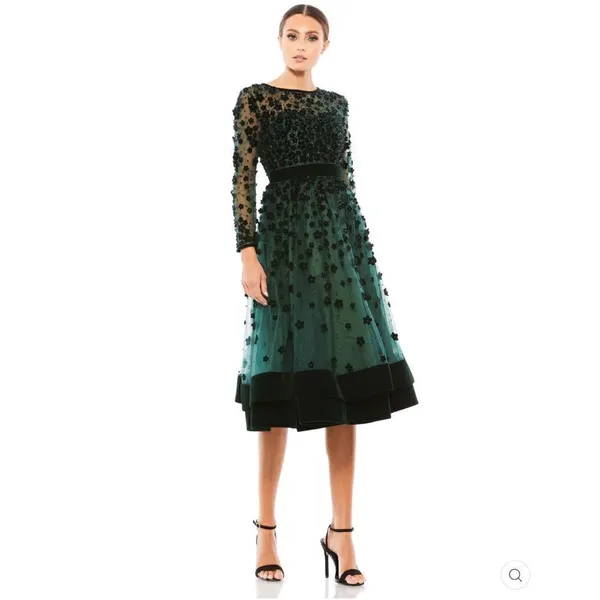 Mac Duggal 67007 Womens Green Embellished Illusion Fit & Flare Dress Gown - Image 3