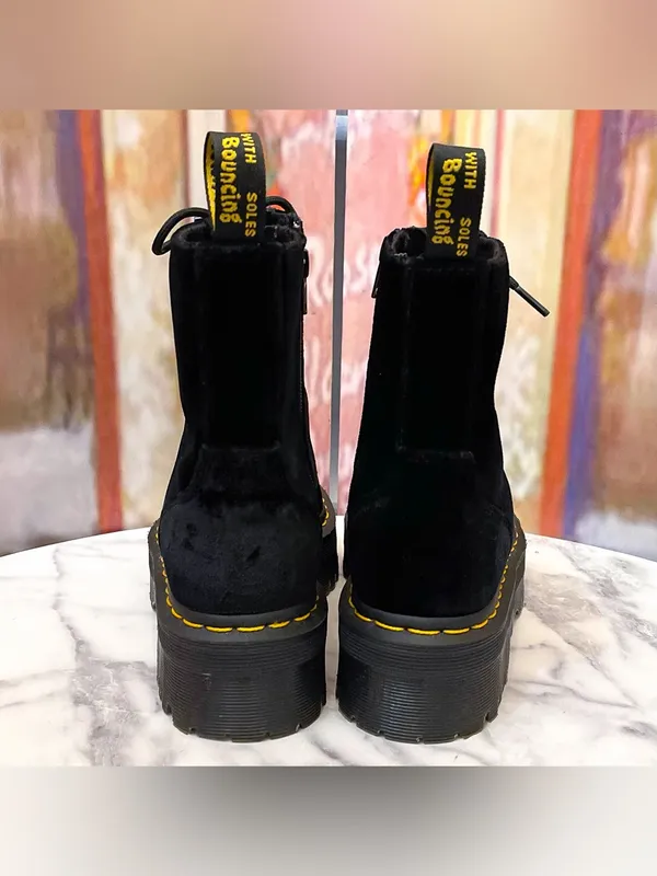 Dr. Martens Jadon Velvet Platform Boots Black Size 7 EUC - Image 11