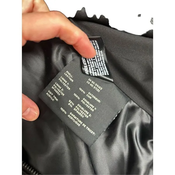 Women's S Andrew Marc New York Womens Black Leather Off Center Zip Jacket Coat p - Image 9