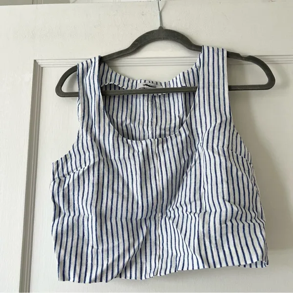 Madewell Scoopneck Crop Tank in 100% Linen in Bluestone Size 2 NWT - Image 7