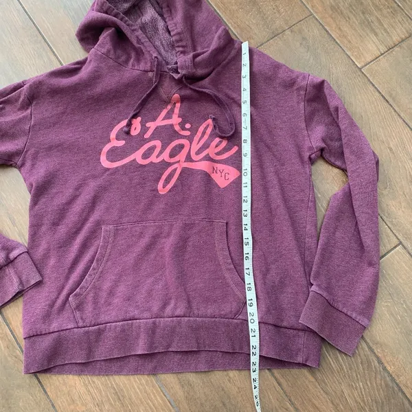 American Eagle Logo Purple Pullover Hoodie Sweatshirt sz L Y2K - Image 4