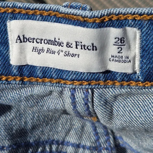 Abercrombie High Rise 4" Short Jean Shorts 2/26 Distressed Denim Cut Off - Image 5