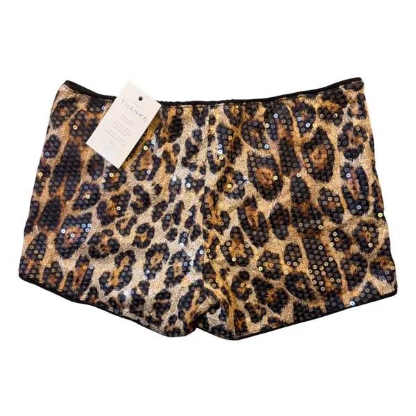 NWT MAKEMECHIC Cheetah Print Sequin Micro Shorts Low Rise Y2K XS Leopard Rave - Image 5
