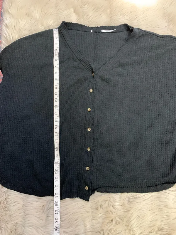 Urban Outfitters Black Waffle Knit Thermal Shirt Large - Image 5