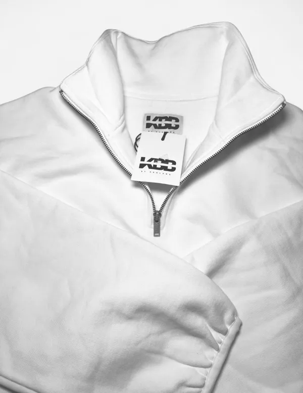 KBB by Kahlana White Quarter Zip Cropped Pullover NWT Size 1XL - Image 7
