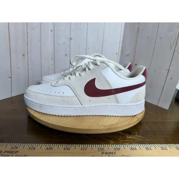 Nike Court Vision‎ Low Shoe, Suede & Leather, Red Cream White, Women's, Size 8.5 - Image 2