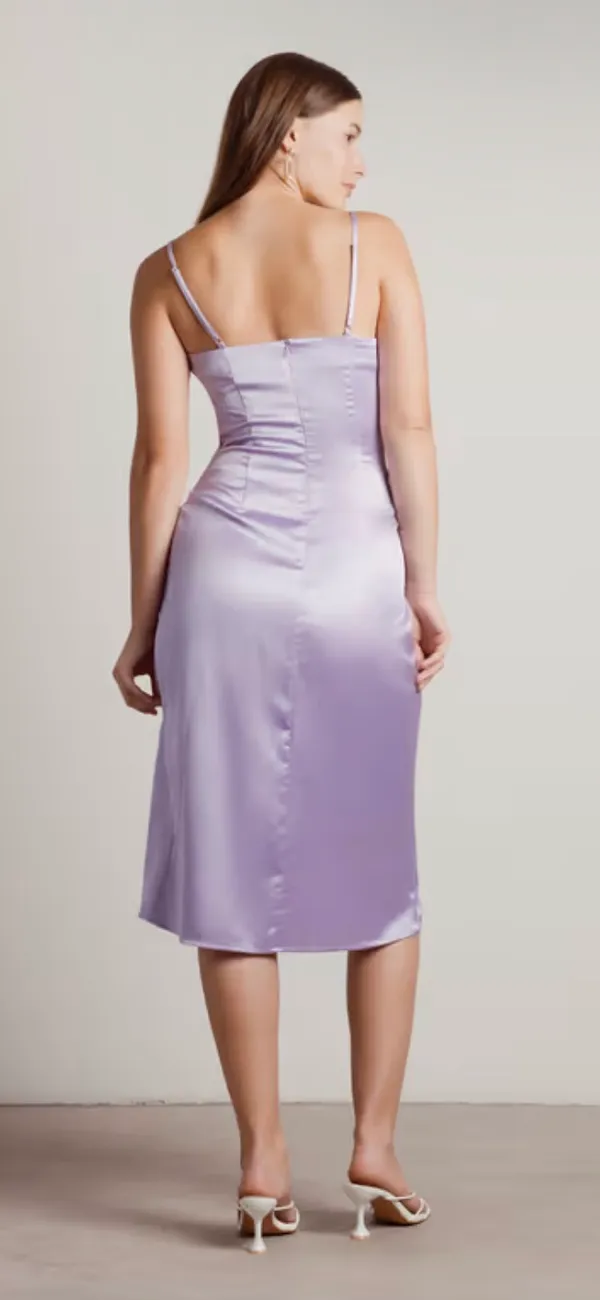 Tobi Maddy Lilac Purple Cowl Neck Satin Silk Slip Midi Dress - Image 4