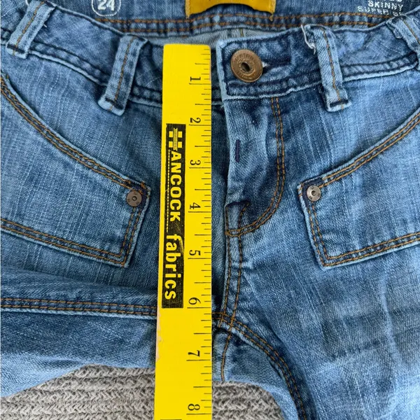 Set/2 MEK Denim Keros Skinny Super Bell Low Rise Flare Jeans Patchwork Dk Rinse - Image 12