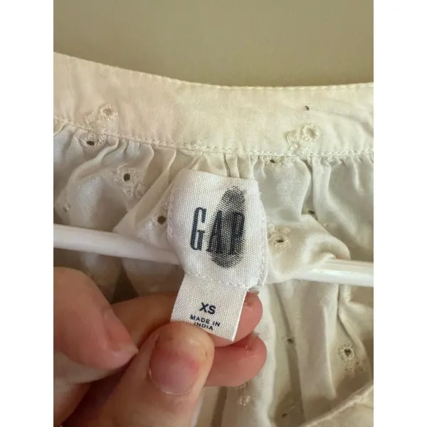 Gap Womens White Eyelet Embroidered‎ Crochet Lace Long Sleeve Blouse XS - Image 2