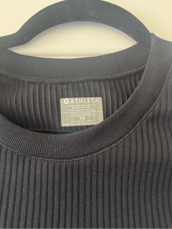 Athleta Black Ribbed Short Sleeve Crew Tee - Image 2