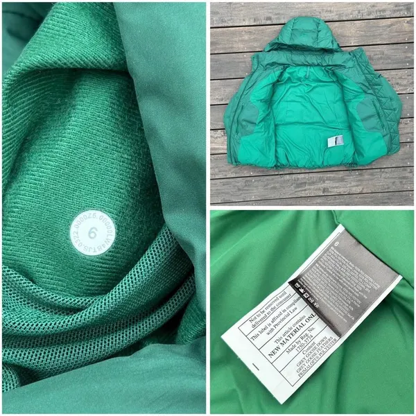 Green Lululemon Wunder Puff Down Jacket Evergreen Puffer Coat w/ Detachable Hood - Image 5