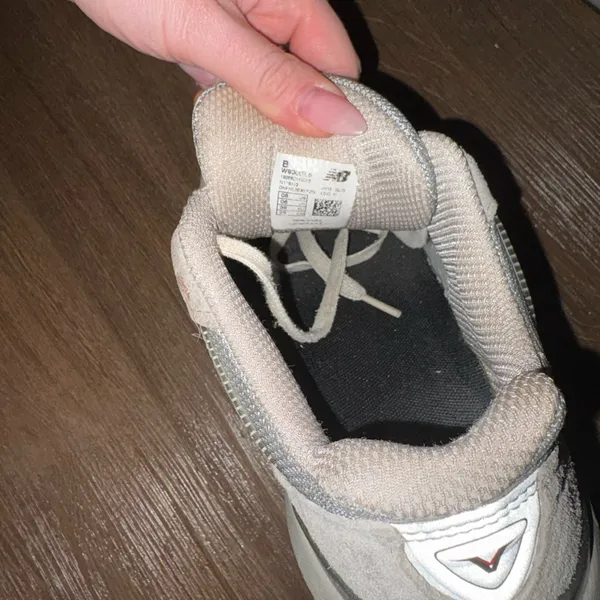 New Balance Gray and White Mesh Suede Sneakers - Image 3