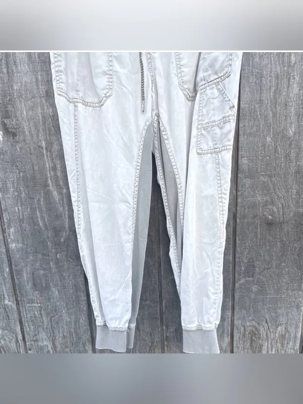 Anthropologie Women Gray Solid Jogger Pants Tapered Elastic Waist Pockets Sz M - Image 3