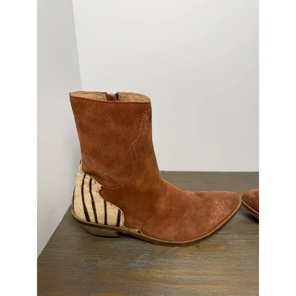 Free People Last Outlaw Calf Hair Ankle Boots Zebra Western 37 / US 6.5‎ Boho - Image 4