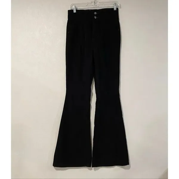 We The Free Black Corduroy Flare Pants Size 28 Boho Retro Bell Bottom - Image 2