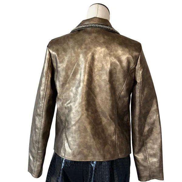Baccini NWT Faux Leather Gold Metallic Studded Collar Line - Image 5