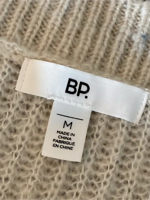 Women’s bp Striped Crewneck Cropped Sweater - Mustard, Cream & Charcoal Size M - Image 3