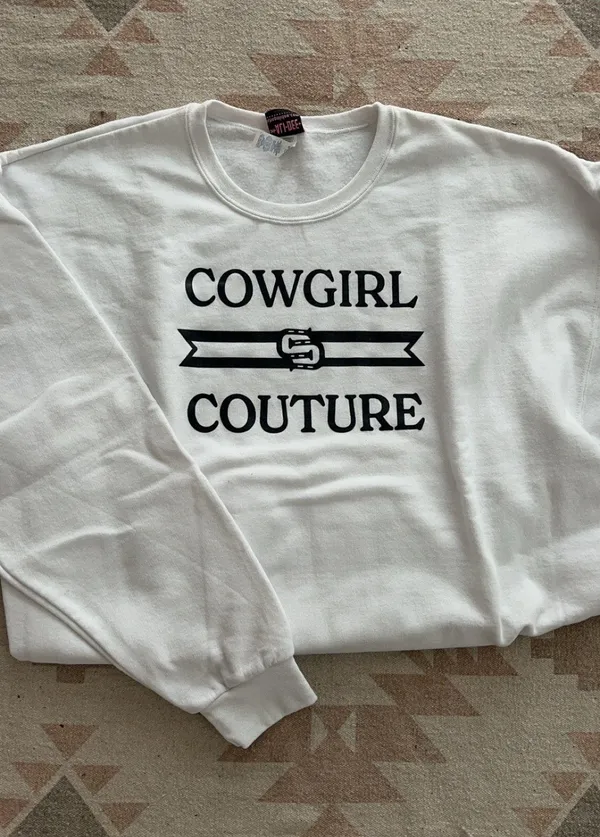 Western Cowgirl Pullover Sweatshirt White Size XL - Image 2