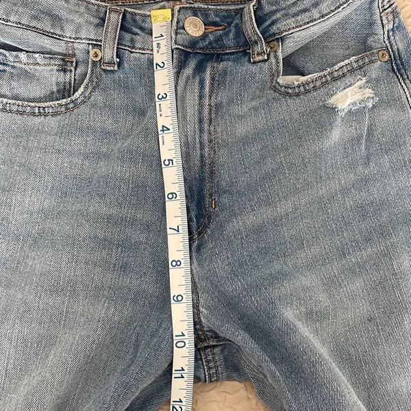 American Eagle Womens Mom Straight‎ Jeans Distressed Light Wash Blue Size 2 Reg - Image 11