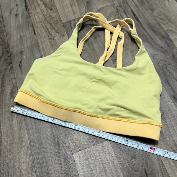 Lululemon Energy Bra Butter Yellow Strappy Cross Back Gym Sports Bra 4 - Image 5