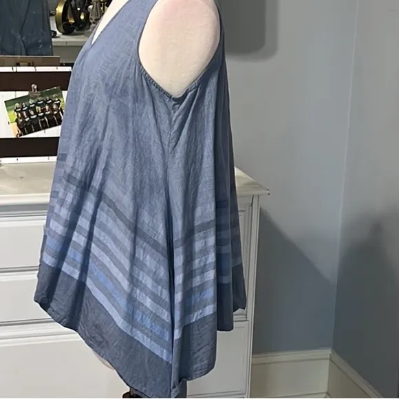 Ivy Jane Cotton Flowy Waterfall Sides Tank Top Blue Cotton Womens Small - Image 12