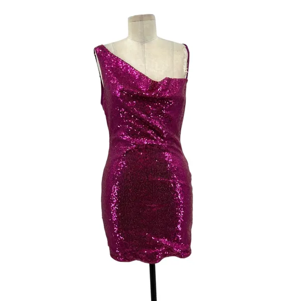 Hello Molly Citadel Skies‎ Sequin Mini Dress Fuchsia Purple Pink Size US 6 - Image 3