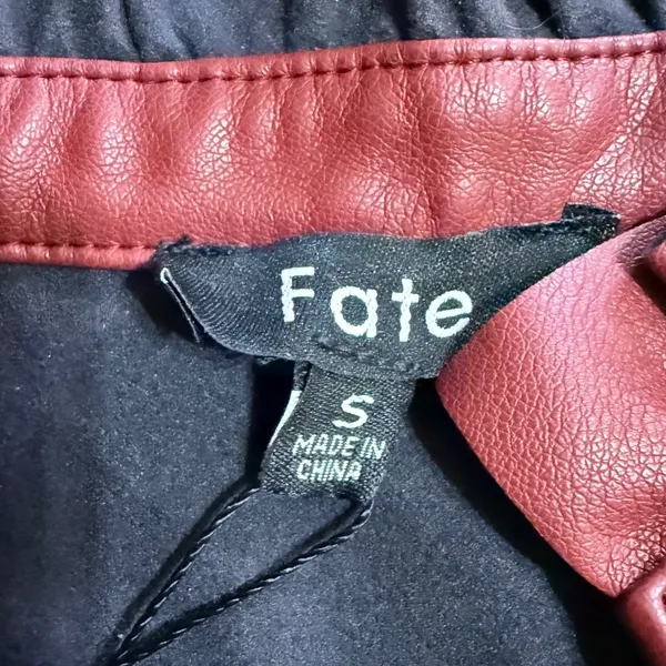 Fate Burgundy Faux Leather Tiered Dress Ruffle Neck Sleeveless S Burgundy - Image 3