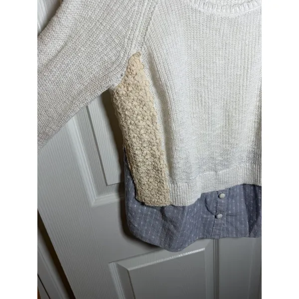 Anthropologie Moth Medium Crochet Sweater Shirt Granny Cottagecore Boho Work - Image 4