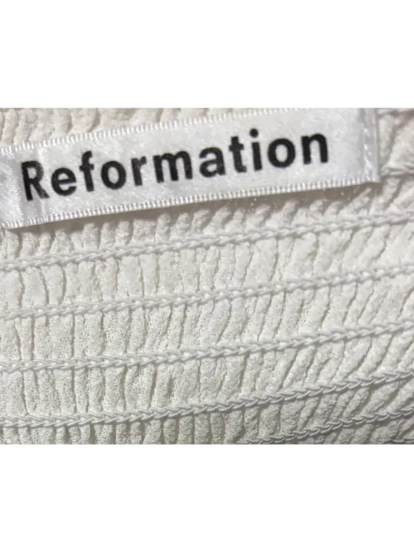 Reformation Ivory Smocked Back Blouse Size 6 - Image 4