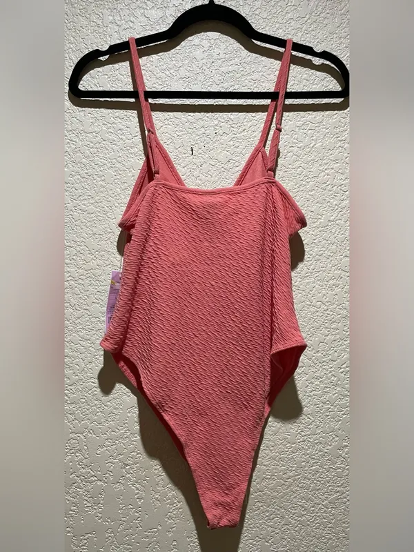 Wild Fable Bodysuit Textured peach color Knot-Front Top size L NWT - Image 3