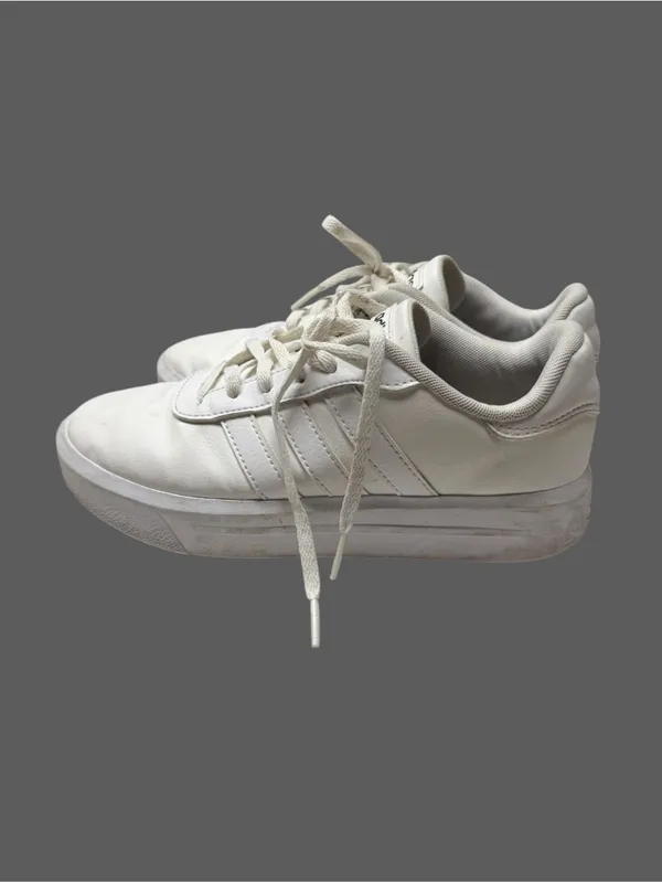 adidas White Low-Top Lace-Up Sneakers - Image 2