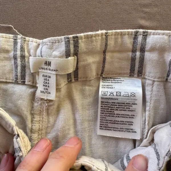 H&M STRIPED LINEN-BLEND PANTS - Image 7