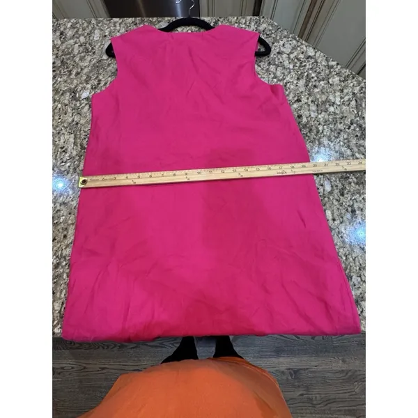 Sara Campbell Hot Pink‎ Sheath Dress Vintage Size 12 Cap Sleeve Square Neck - Image 7
