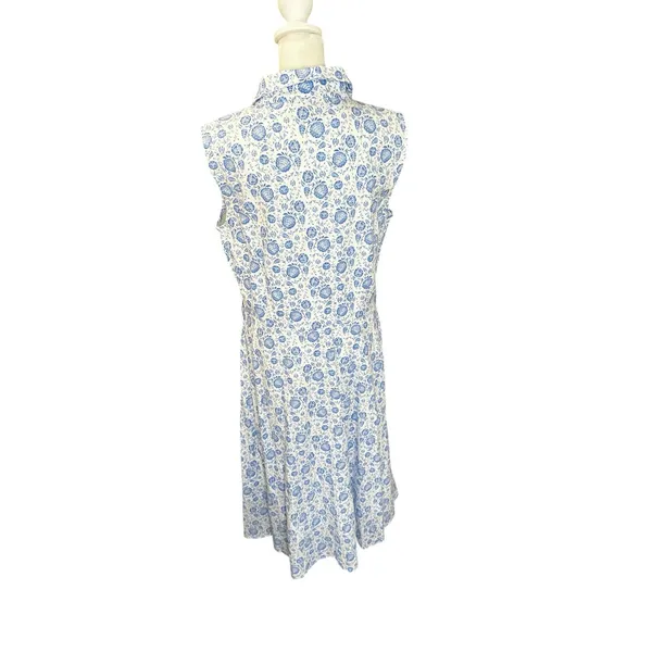 Kiel James Patrick Blue Floral Linen Blend Shirt Dress Nautical Cottage - Image 5