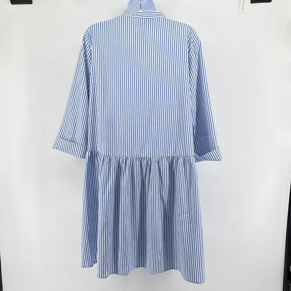 Tuckernuck Royal Shirt Dress Blue White Stripe Popover‎ Mini Size Large NWT - Image 5