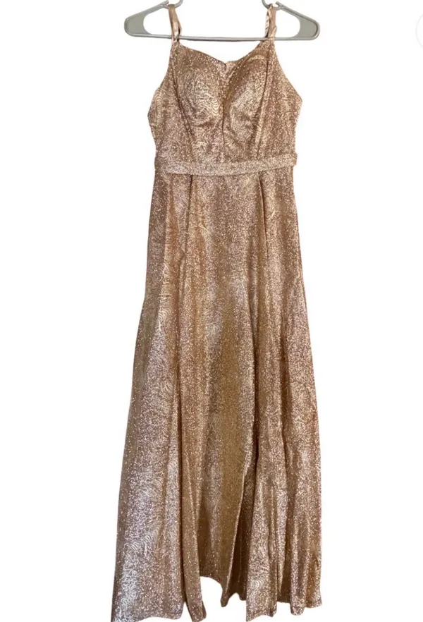 Gold Formal Prom Dress Size XS - Image 2