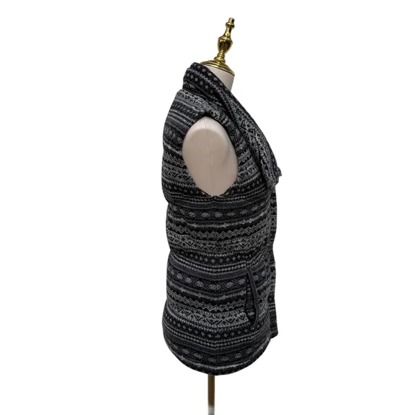Athleta Fair Isle Goose Down Puffer Vest Grey Black Sm Atheisure Full‎ Zip Ski - Image 6