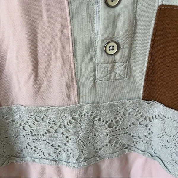 Free People American Dream Polo Pullover in Pink / Blue / Brown - Image 6