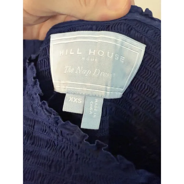 Hill House Nap Dress Navy Blue Smocked Short Puff Sleeve XXS EUC - Image 4