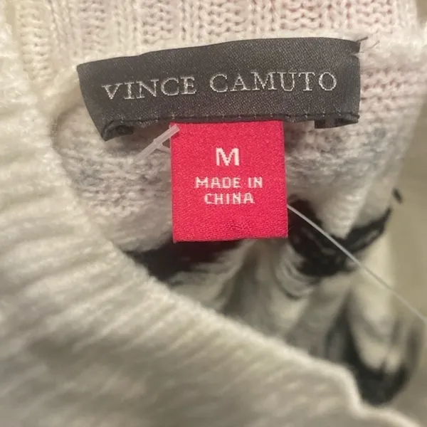 Vince Camuto Womens Medium Ivory Fair Isle‎ Mock Neck Pullover Sweater Knit - Image 5